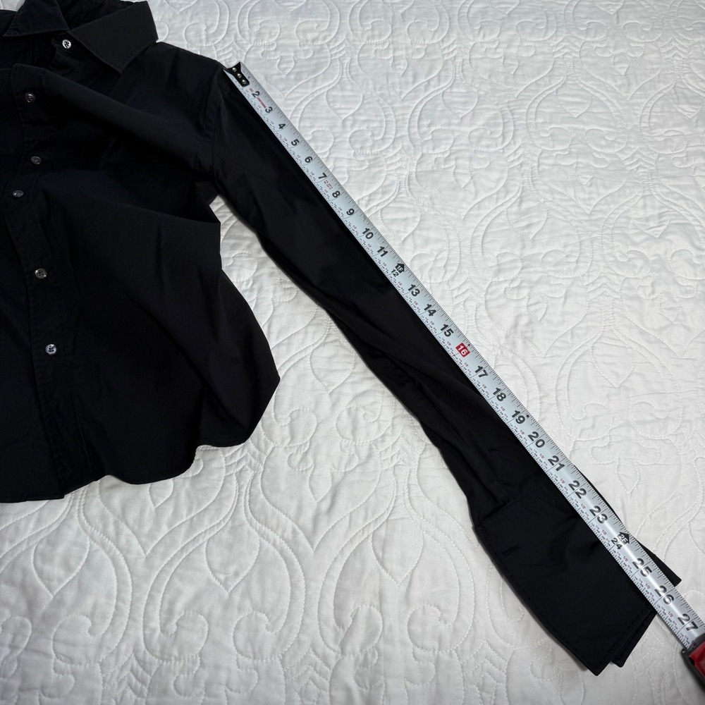 Ralph Lauren Black Label Women Black Elongated Sleeve Shirt Minimalist WNs 6 EUC - Picture 12 of 13